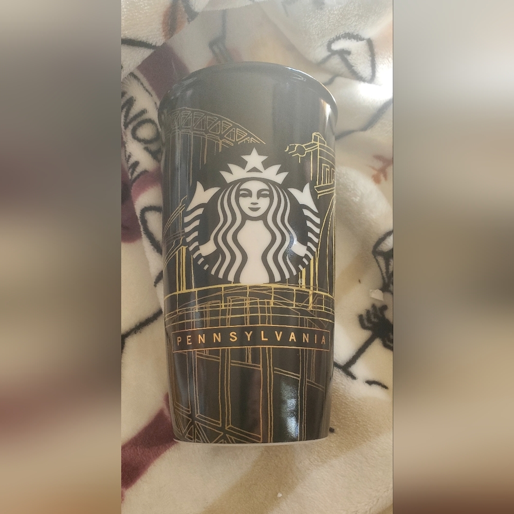 Starbucks Black and Gold Pennsylvania Tumbler